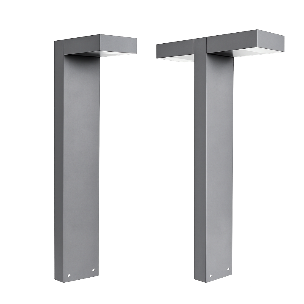 Monte BL LED architectural bollard light with slim rectangular aluminum body and horizontal top light head