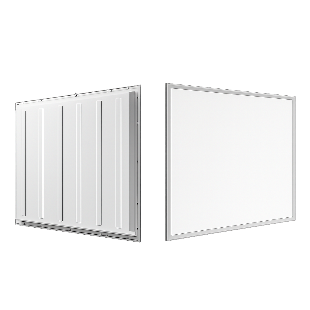 Slim, flat luminaires delivering uniform, glare-controlled illumination for offices and commercial interiors.