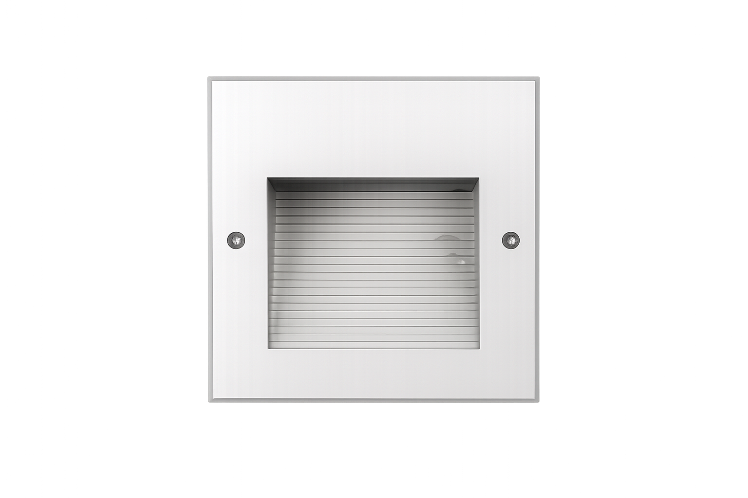FORNO recessed wall and step light with square brushed metal faceplate and louvered front