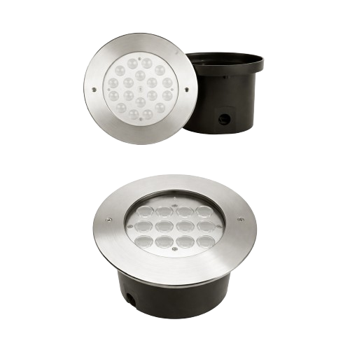 ROMA 25W high-power inground LED uplight with stainless steel trim and multi-LED optic
