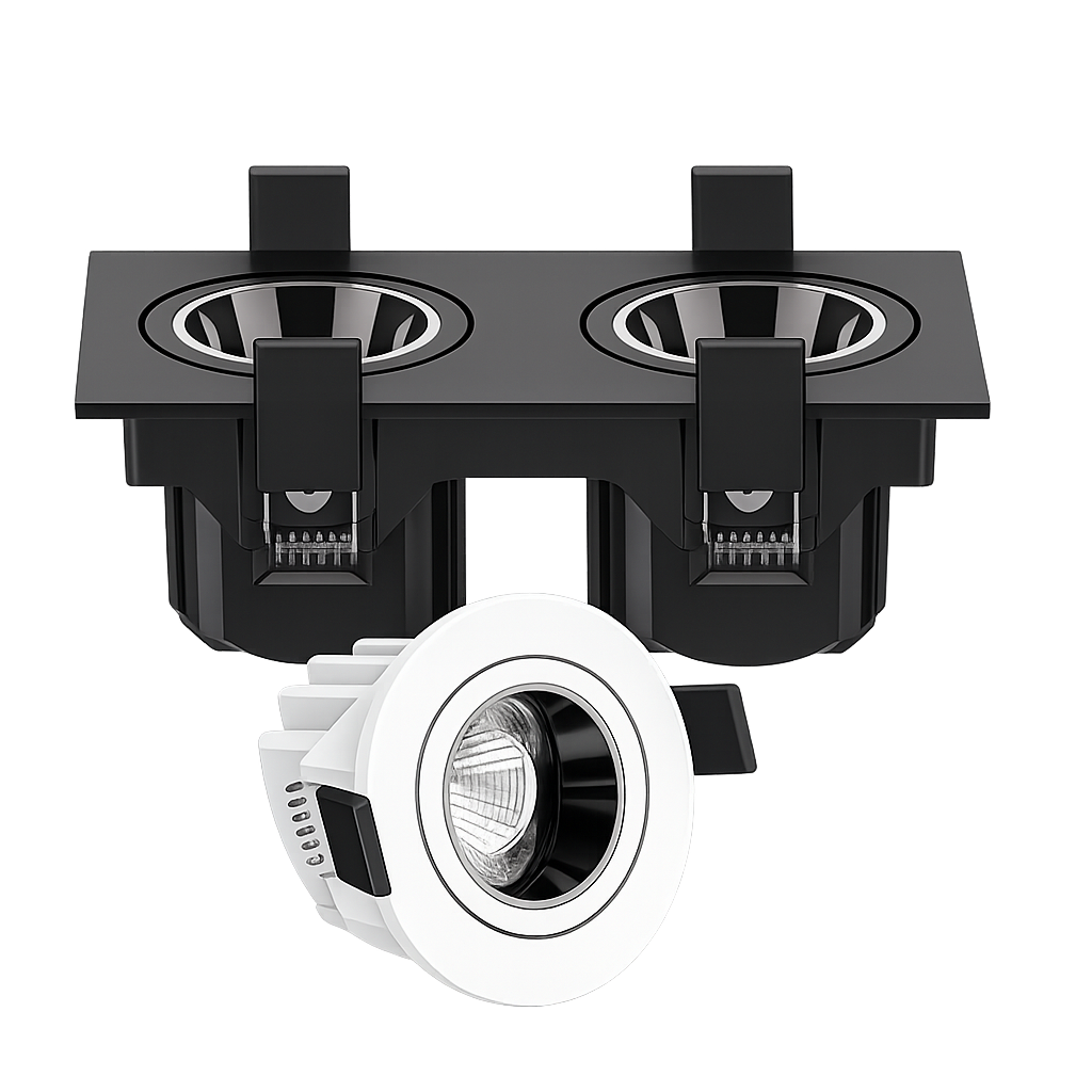 LIDO recessed adjustable LED spotlight with single and double head configurations