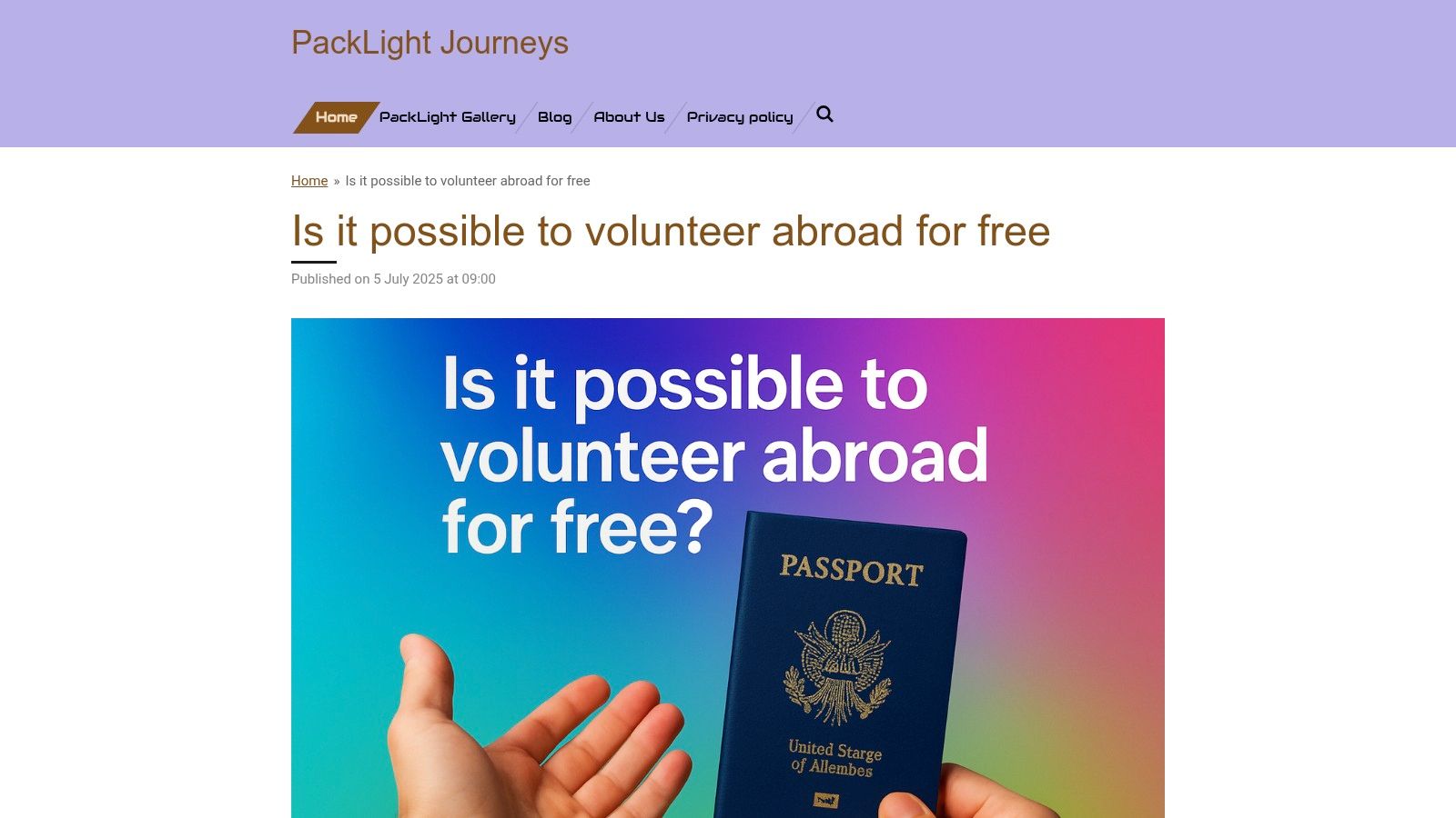 A person holding a passport and a world map, symbolizing readiness for international travel and volunteering.