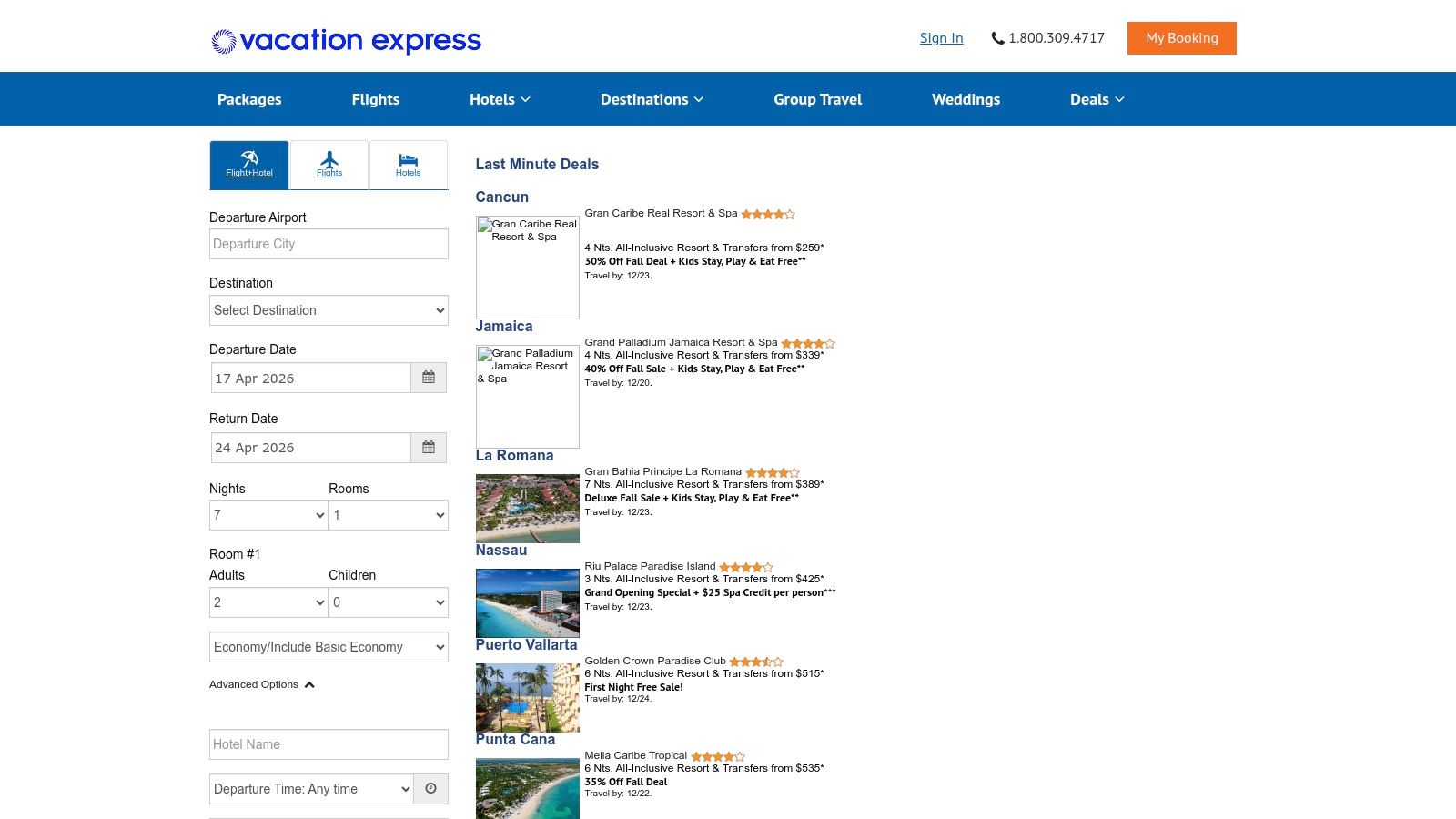 Vacation Express – Last‑Minute Package Promotions