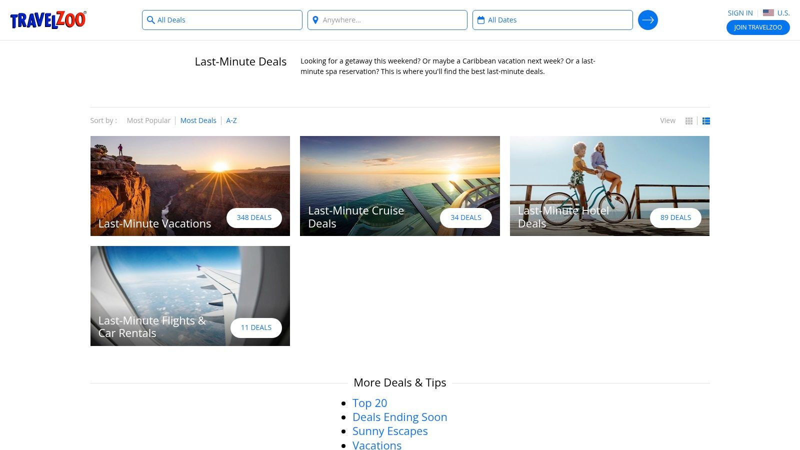 Travelzoo – Curated Last‑Minute Packages and Stays