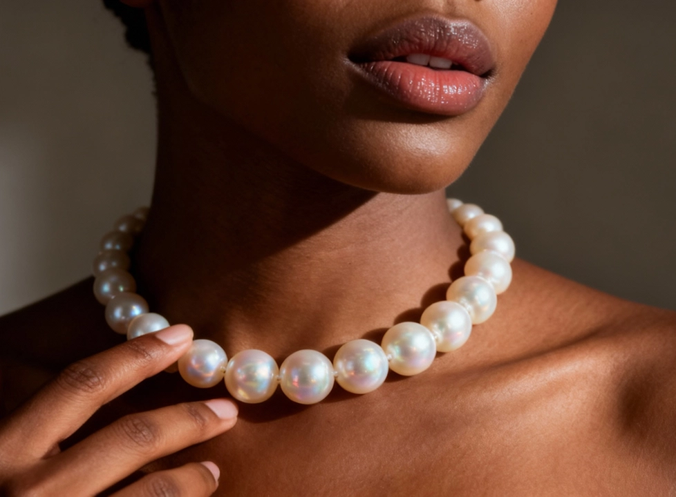 Women With Elegant Pearl Necklace