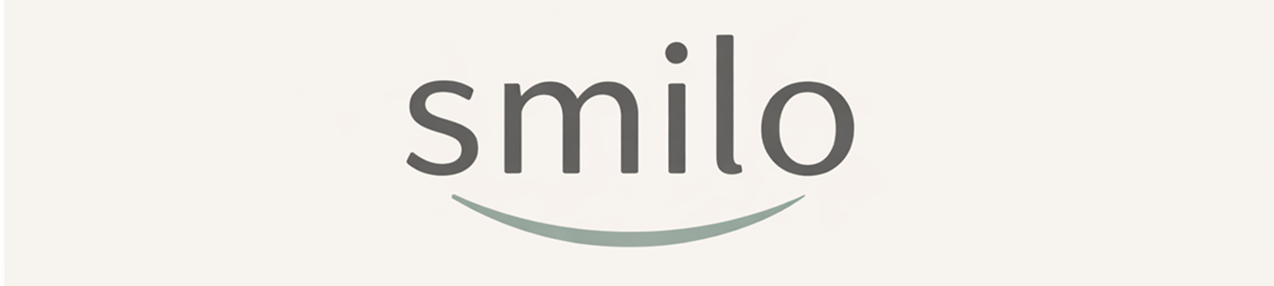 Logo with the word 'smilo' and a curved line beneath resembling a smile.