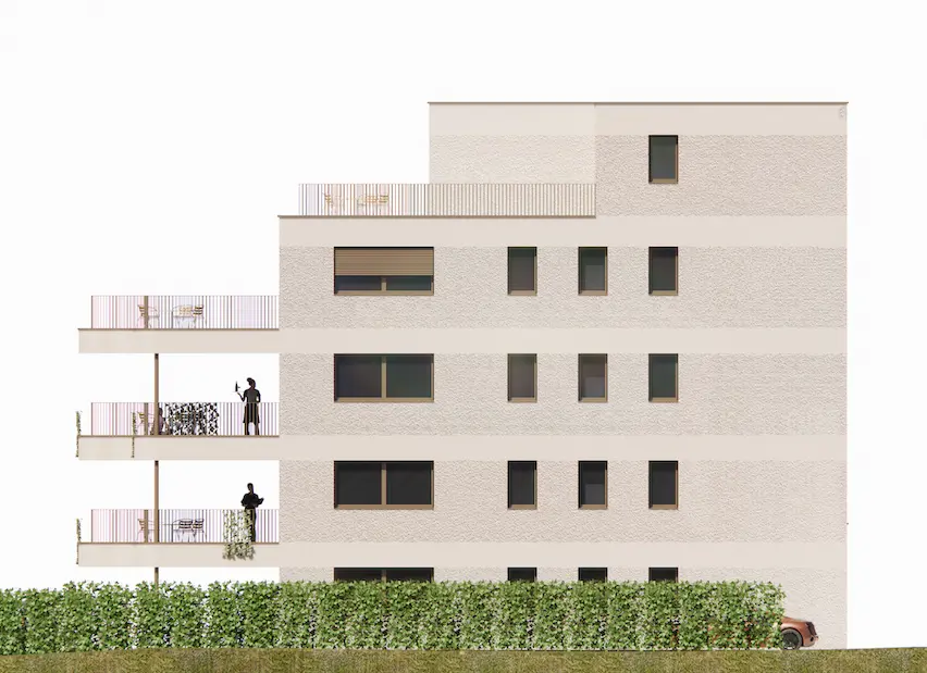 2D Computervisualisierung einer Wohnblockfassade