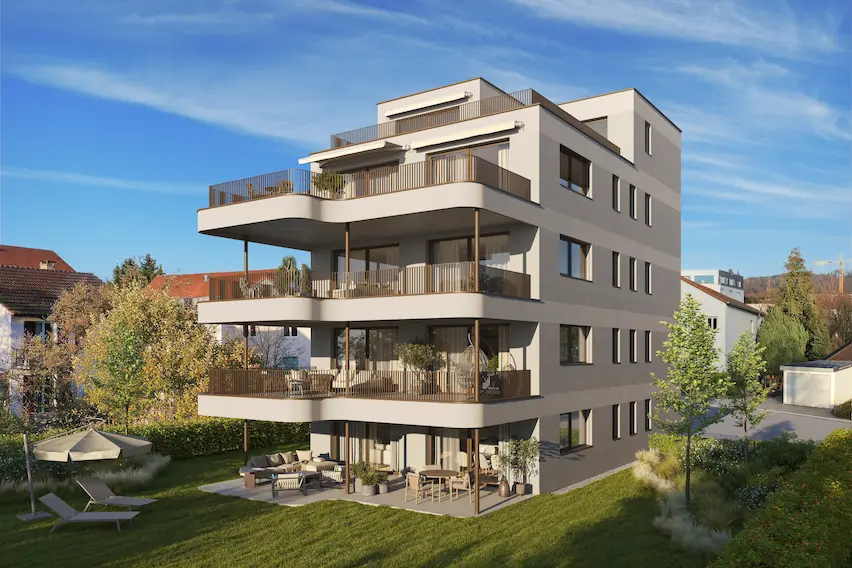 Aussenansicht eines Häuserblocks