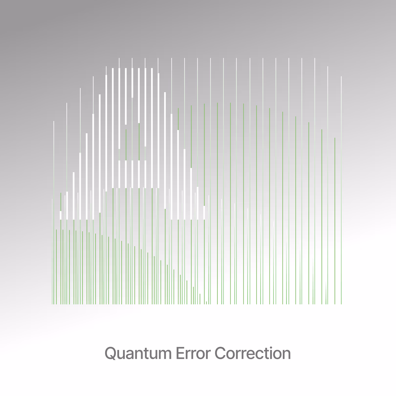 Stylized letter A composed of vertical white and green lines above the text Quantum Error Correction on a gradient gray background.