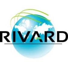 Logo de la société Rivard avec une Terre bleue et verte stylisée.