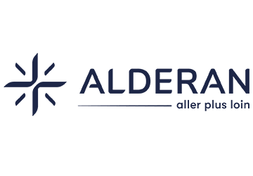 Alderan logo in dark navy blue text on a white background.