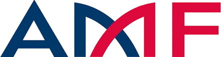 AMF logo with stylized navy blue and red letters.