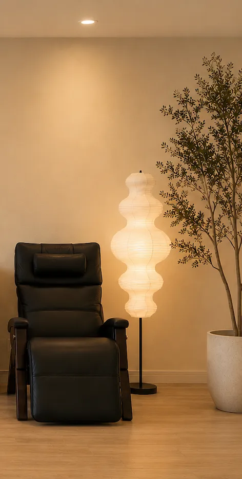 A zero-gravity chair for acupuncture at With The Seasons herbal pharmacy 