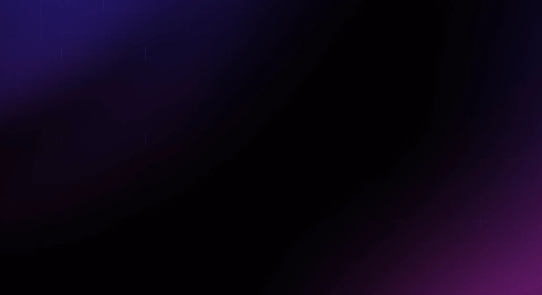 Dark gradient background blending black into deep purple with faint star-like dots scattered.
