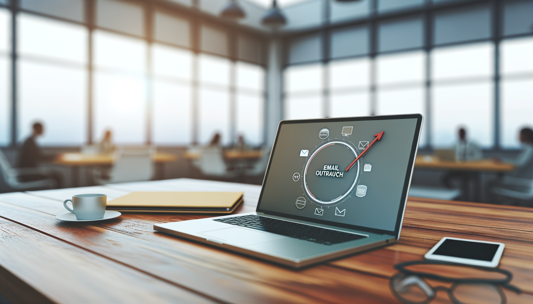 Featured image: email outreach laptop professional workspace