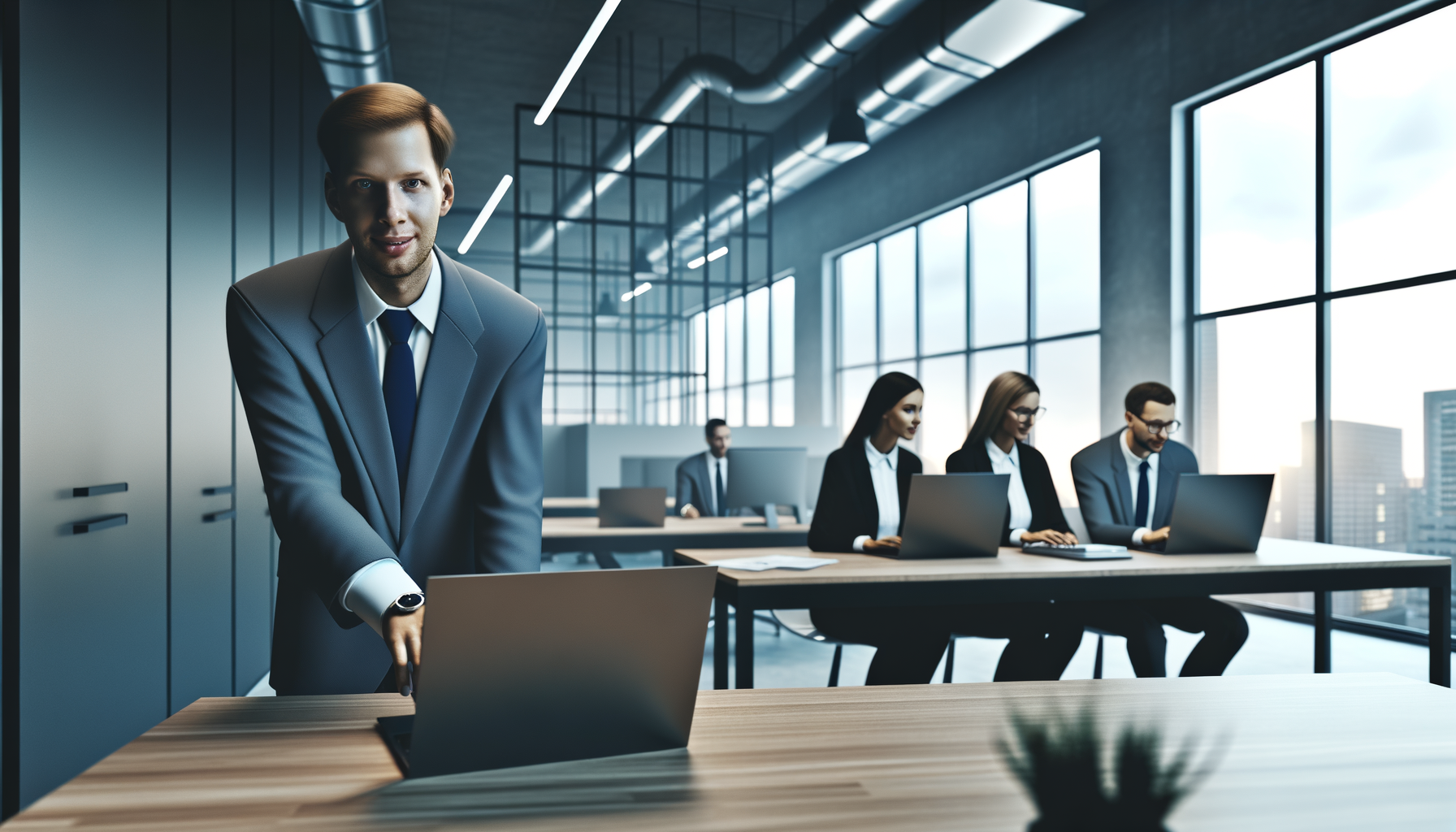 Featured image: sales team using CRM software in modern open-plan office