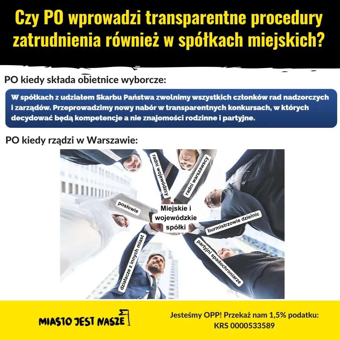 Czy Platforma Obywatelska wprowadzi transparentne procedury zatrudnienia w spółkach miejskich?