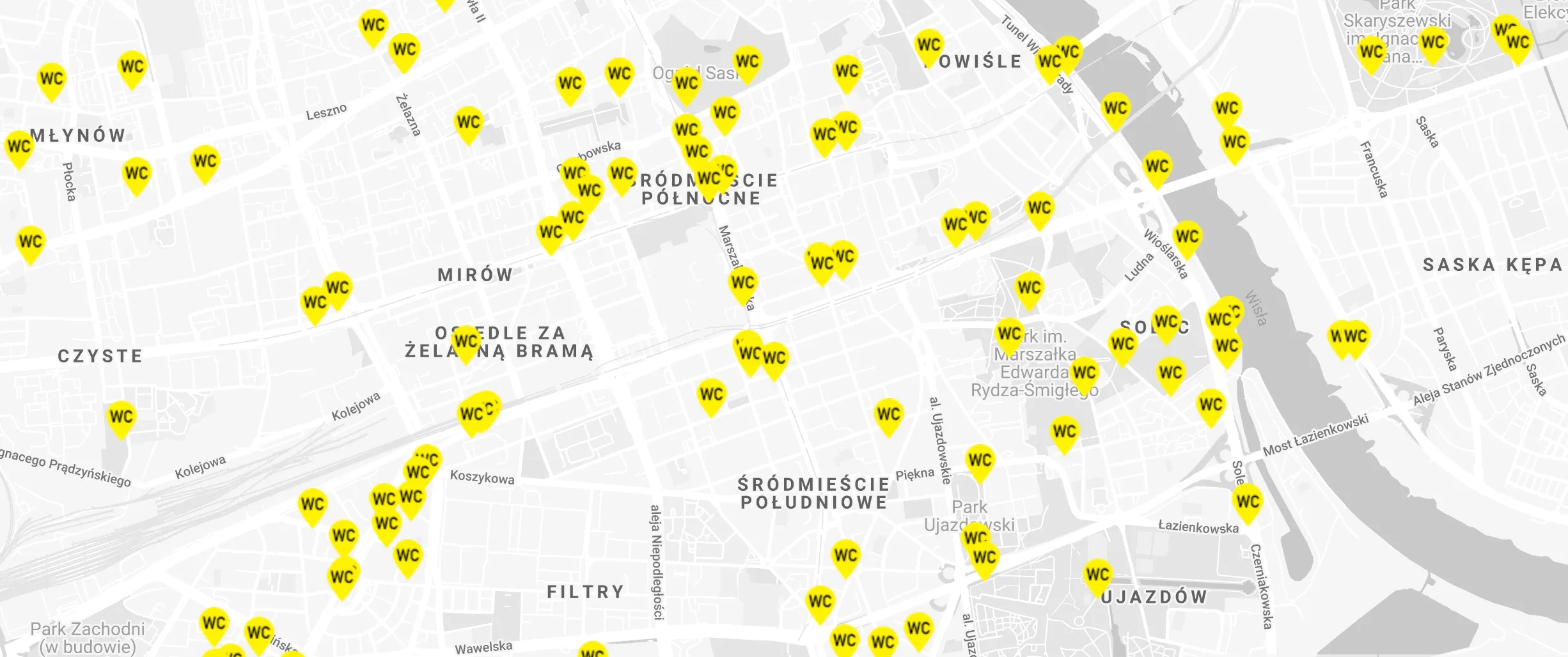Zmapowaliśmy toalety publiczne w Warszawie. Wniosek? Jest ich za mało!
