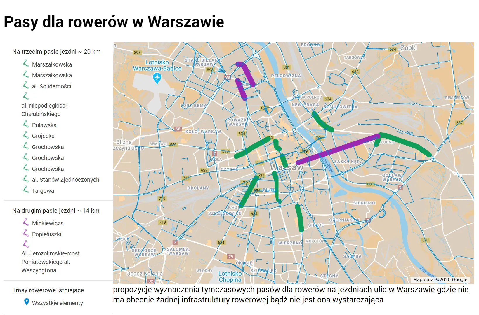 Gdzie wyznaczyć tymczasowe pasy dla rowerów? Petycja do prezydenta