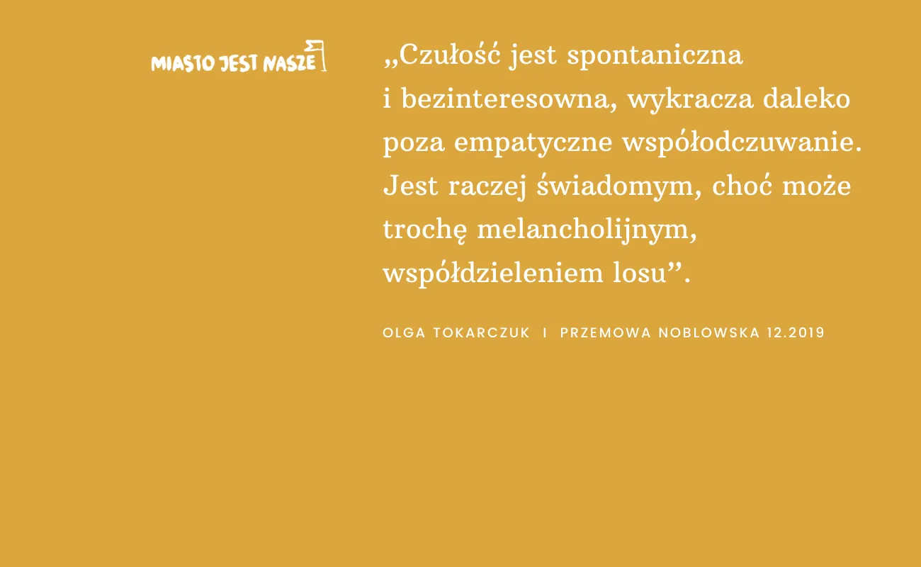 Twoja karta miejska z cytatem z Olgi Tokarczuk