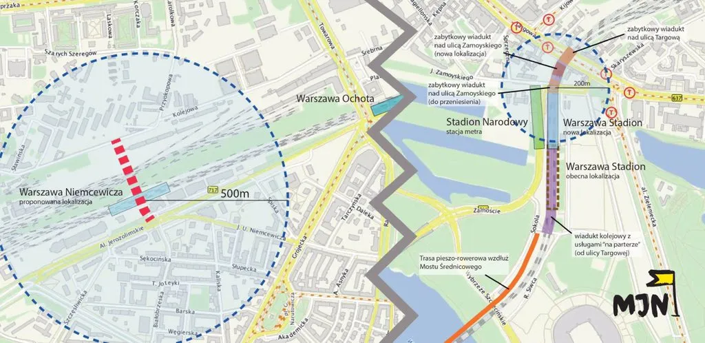 Jakie przystanki na linii średnicowej oprócz Brackiej?