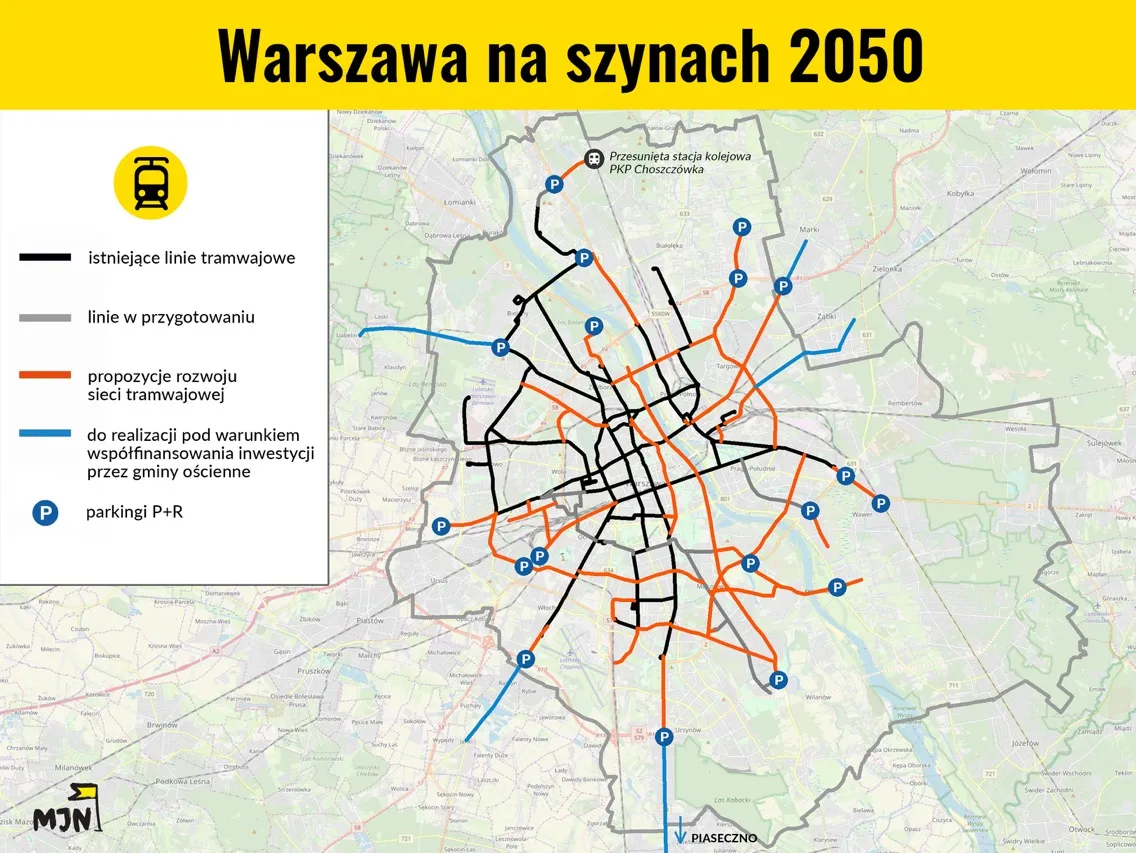 Sieć tramwajowa w Warszawie do 2050 roku
