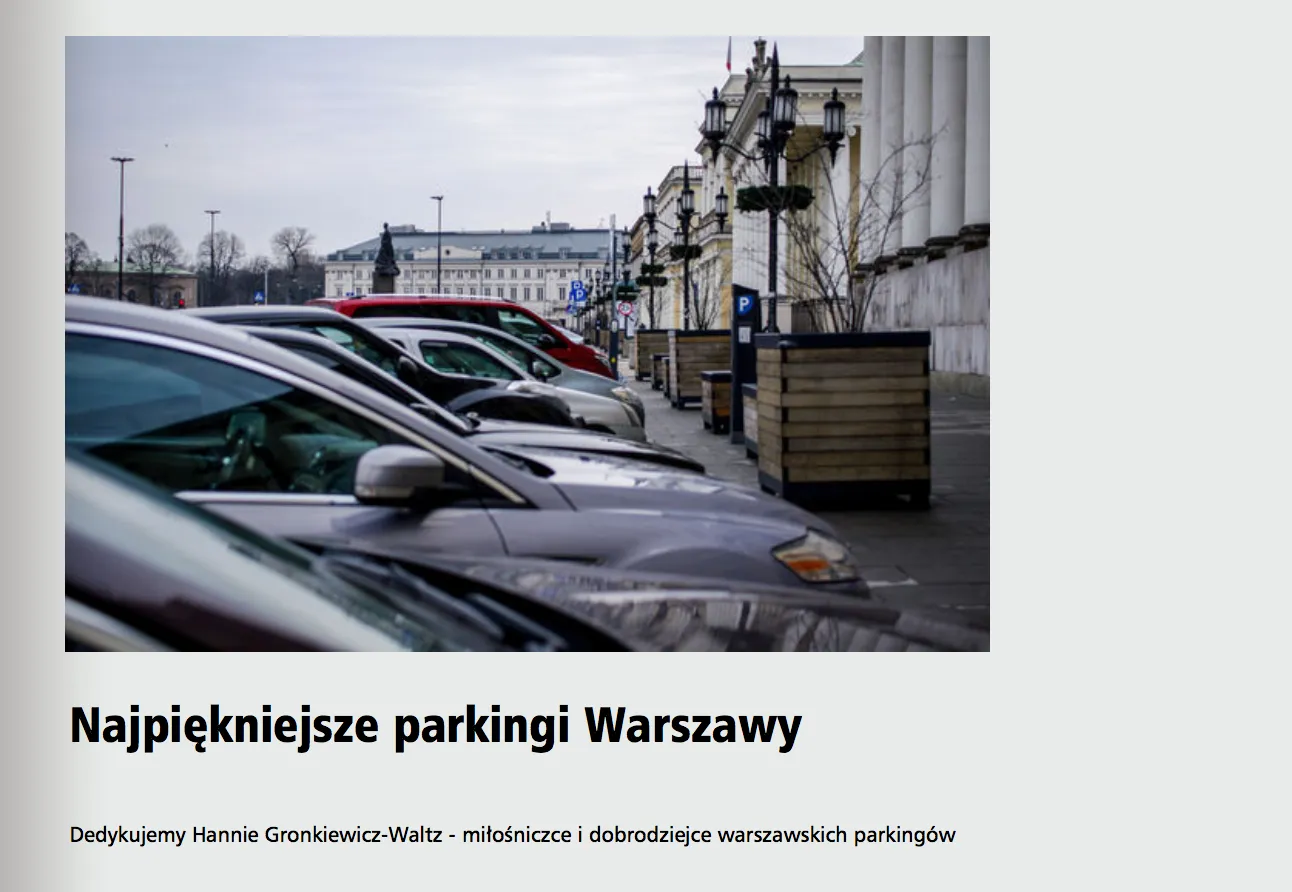 „Najpiękniejsze parkingi Warszawy”