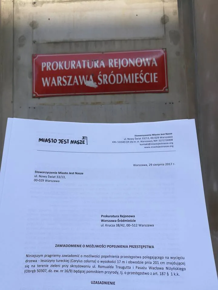 Miasto Jest Nasze składa zawiadomienie do prokuratury