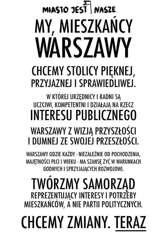 Oświadczenie Miasto Jest Nasze po dymisjach w ratuszu