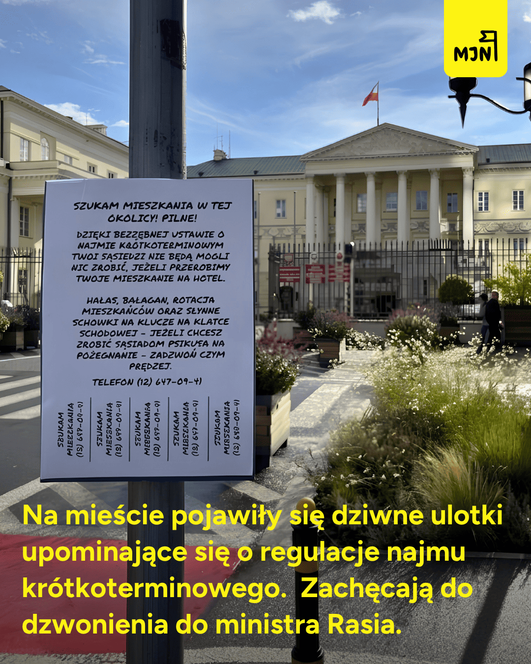 "Młode małżeństwo kupi mieszkanie za gotówkę...". Ulotki przeciwko najmowi pod Airbnb.