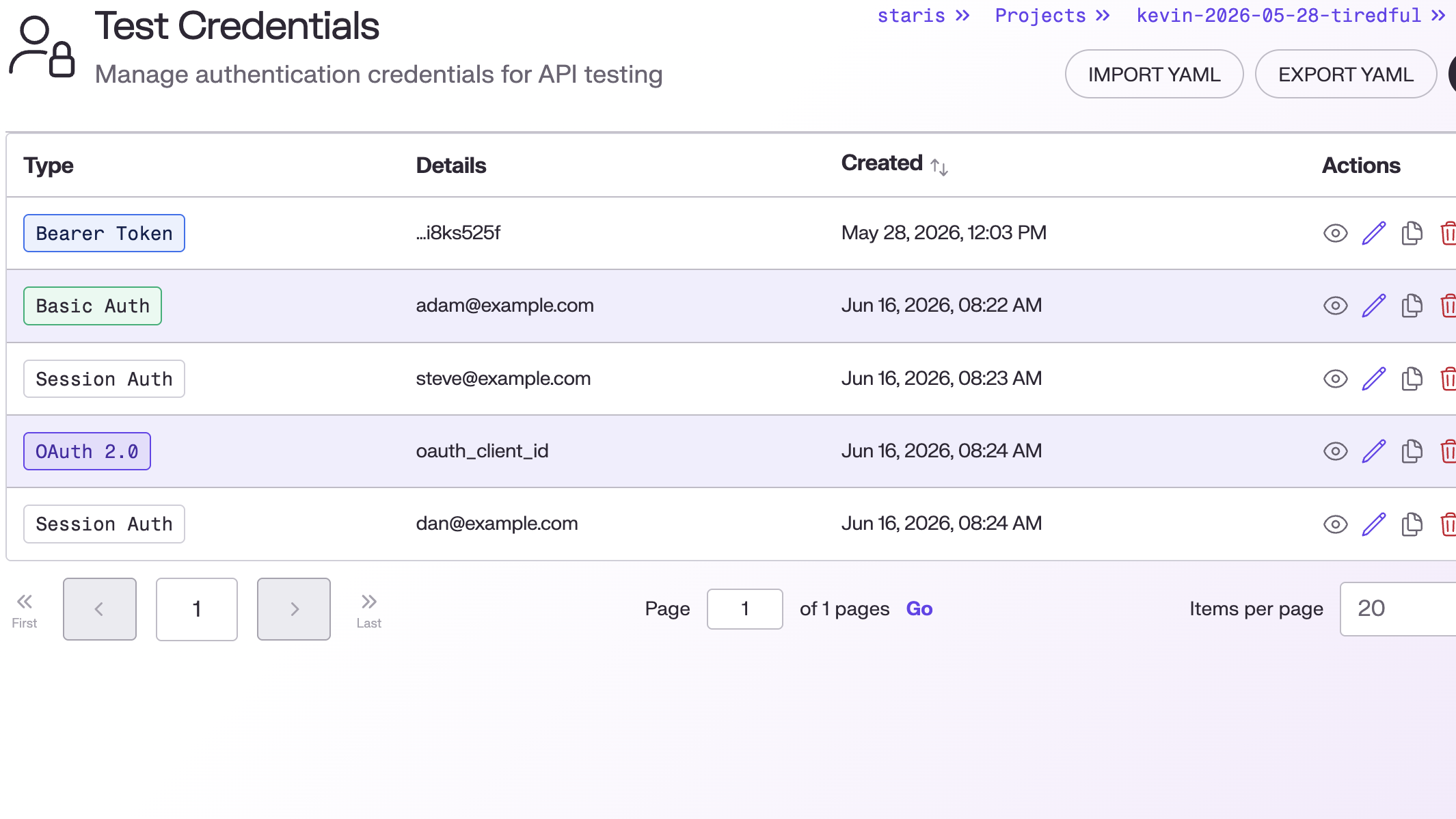 Staris AI application security platform illustration Staris test credentials management
