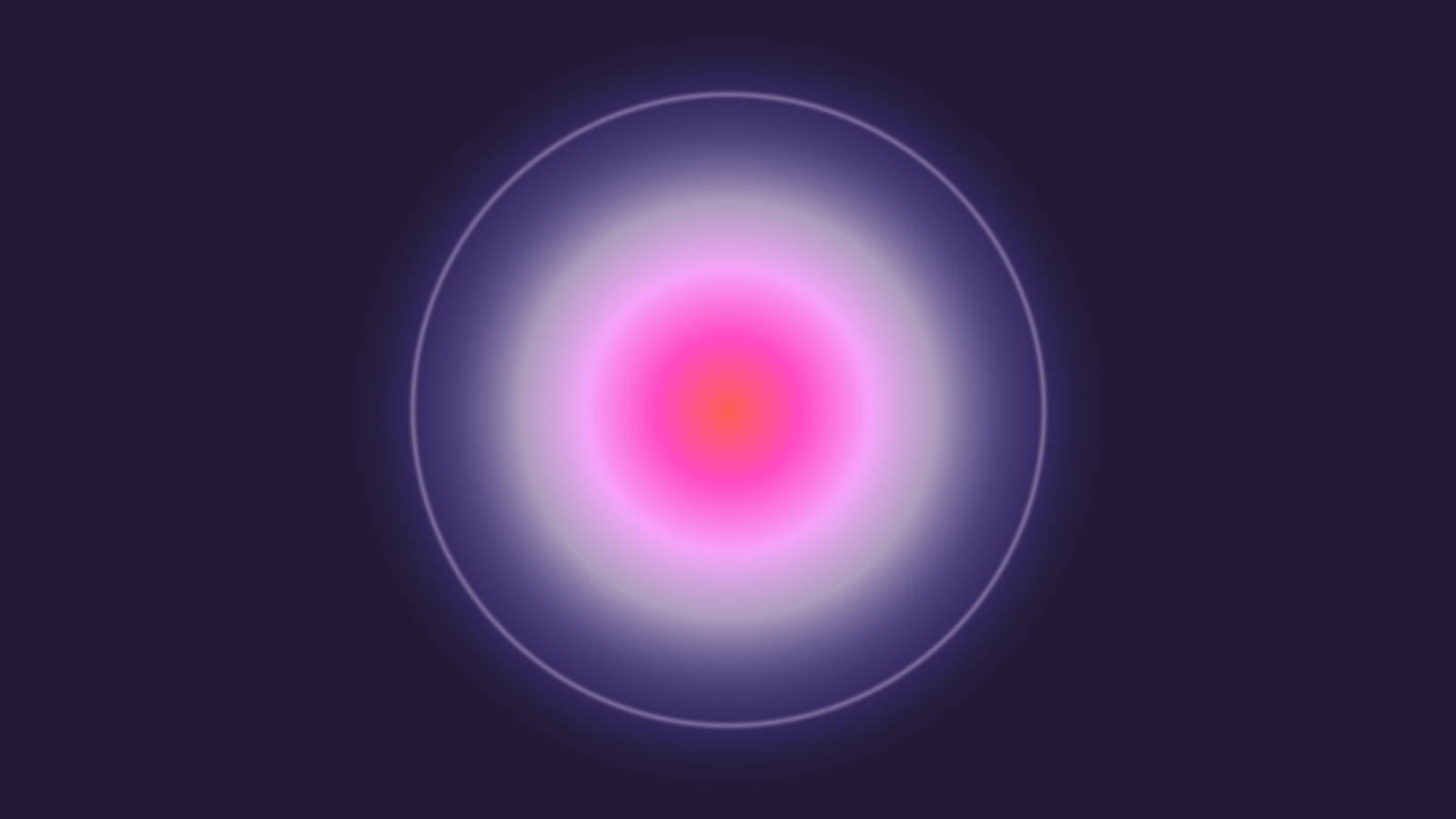 Staris AI platform screenshot Soft coral-and-purple gradient sphere on deep purple — the proof sphere of Total Context Security representing verified findings at the core.