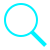 Blue magnifying glass icon representing search.