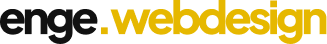 Logo text 'enge.webdesign' with 'enge.' in black and 'webdesign' in yellow.