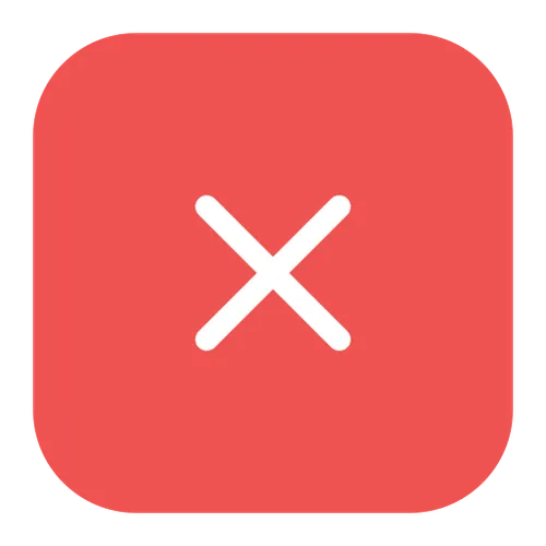 White close icon shaped as an X inside a rounded red square.