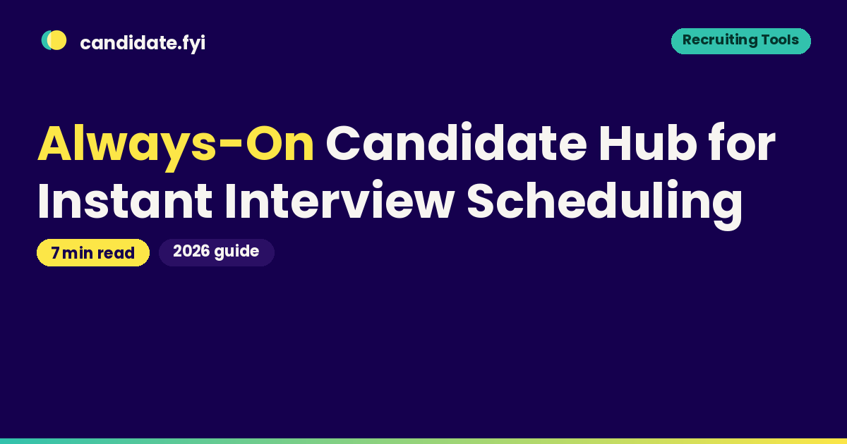 Always-on candidate hub dashboard showing AI-powered interview scheduling with real-time status updates and Workday integration