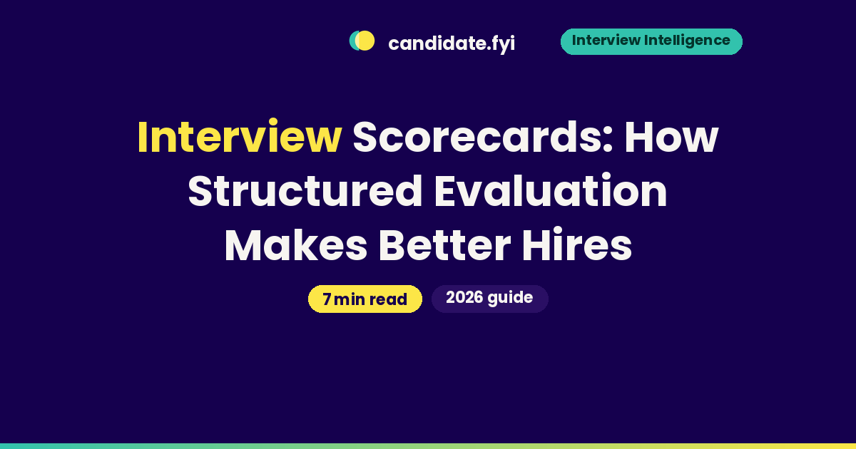 Interview scorecard template showing structured evaluation criteria and a rating scale