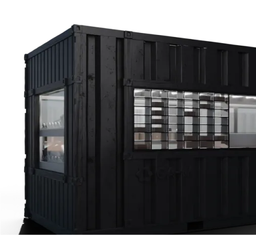 a container and windows sre open. 