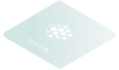 Stylized 'FULLY AI' icon featuring a cluster of white dots on a mint green background, representing artificial intelligence capabilities in CIRCUS Group systems.