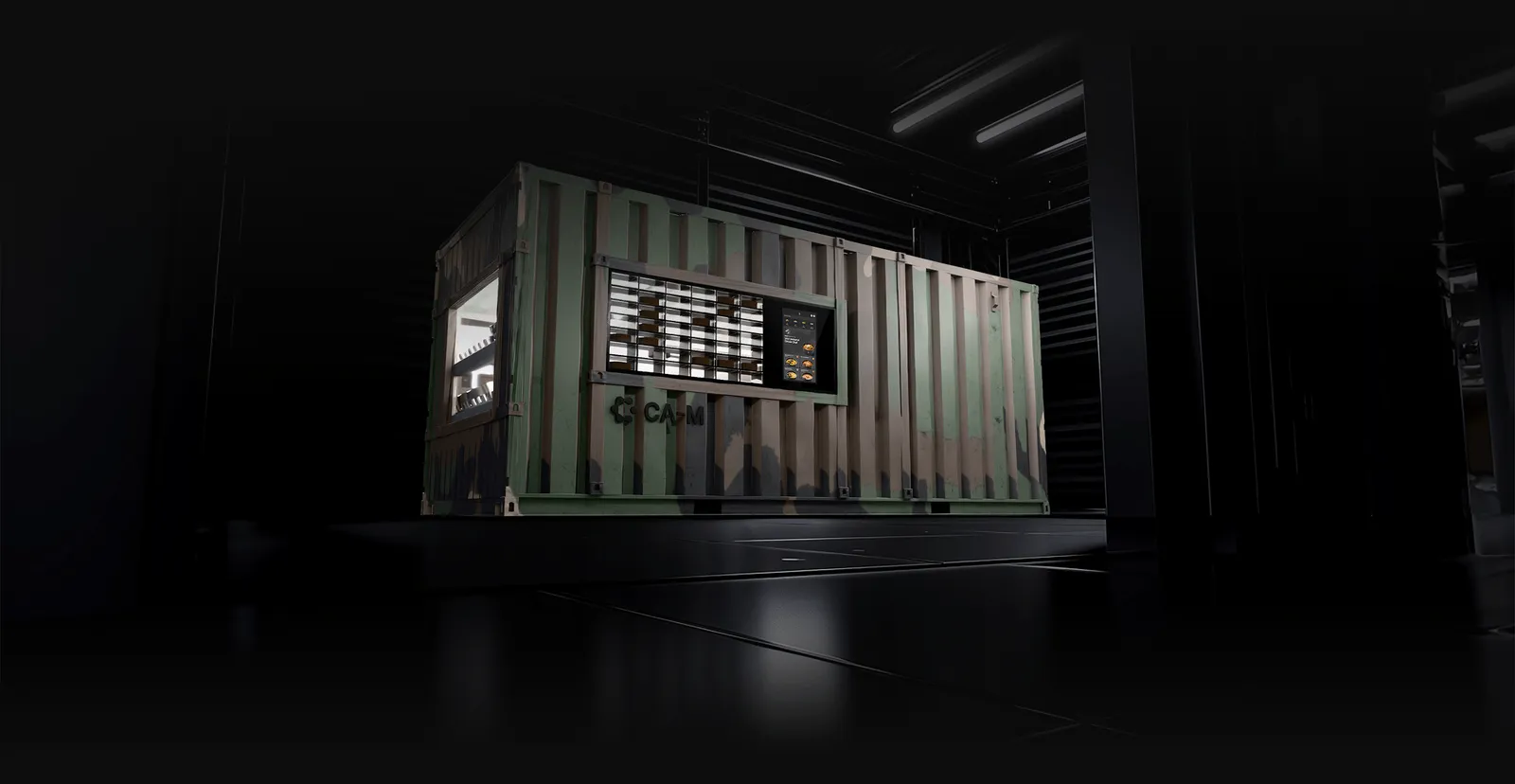 CA-M autonomous containerized robotic kitchen by Circus Group showcased in a modern high-tech environment