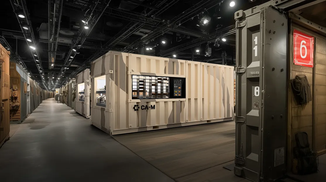 CA-M containerized robotic kitchen by Circus Group designed for military catering and autonomous food service on a base.