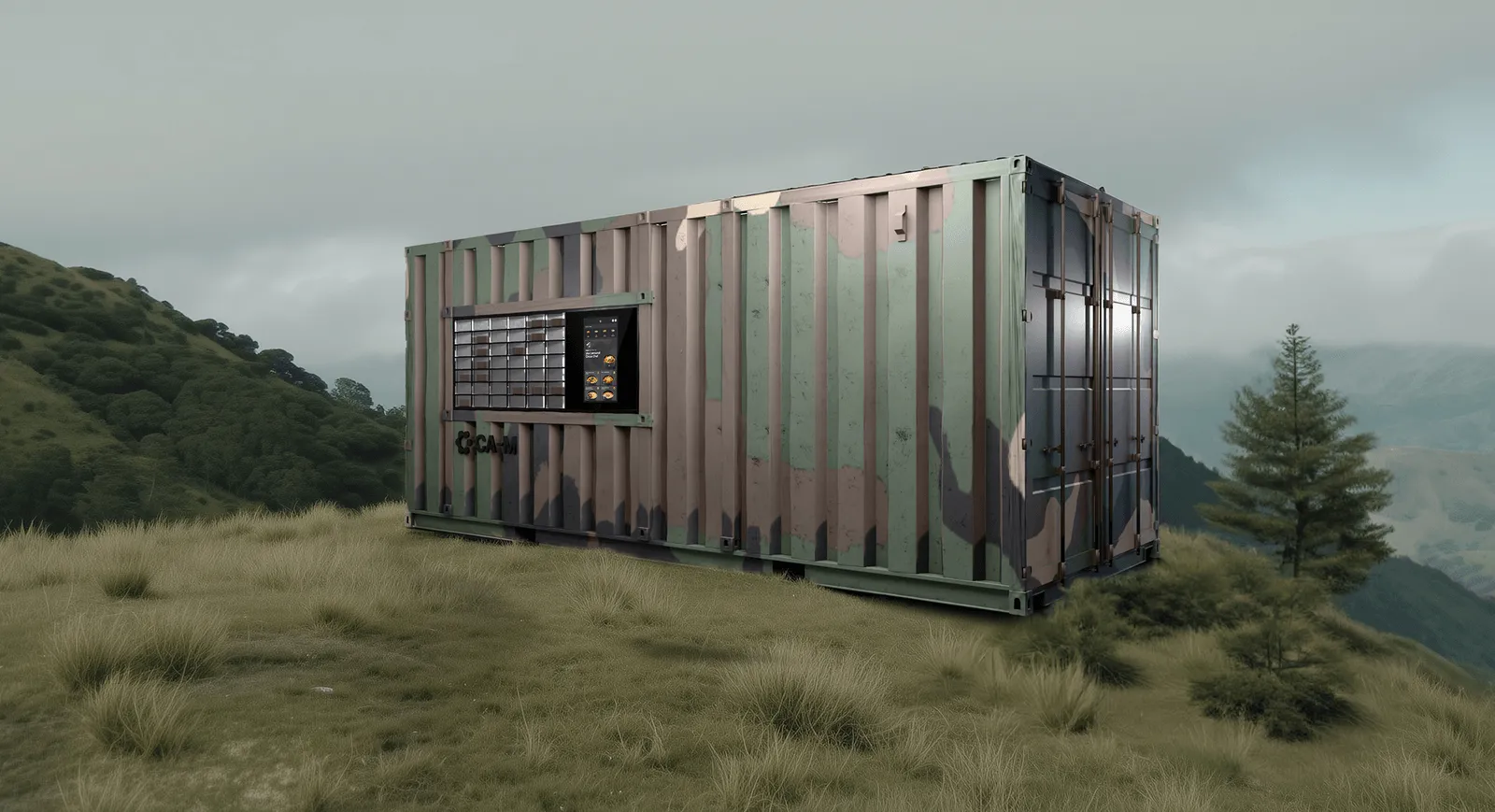 CA-M containerized robotic kitchen by Circus Group deployed in outdoor field environment for autonomous food service