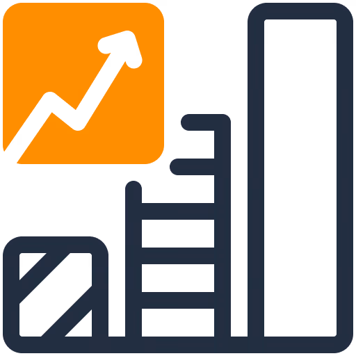 Symbole für Wachstum mit einem steigenden Pfeil und einer Balkendiagramm-Illustration.
