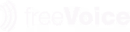 FreeVoice text logo with sound wave icon on the left side.