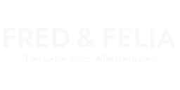 Logo mit dem Text Fred & Felia und dem Slogan Tierliebe vom Allerfeinsten.