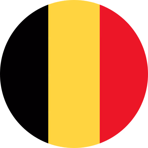 Halbkreis mit den Farben der belgischen Flagge: Schwarz, Gelb und Rot von links nach rechts.