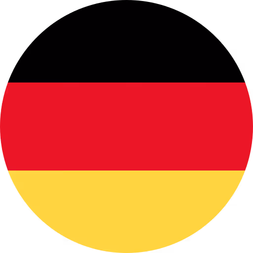 Teil eines runden deutschen Flagsymbols mit schwarzen, roten und gelben Streifen.