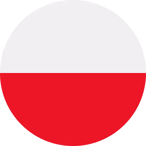 Runde Flagge von Polen mit weißem Oberteil und rotem Unterteil.