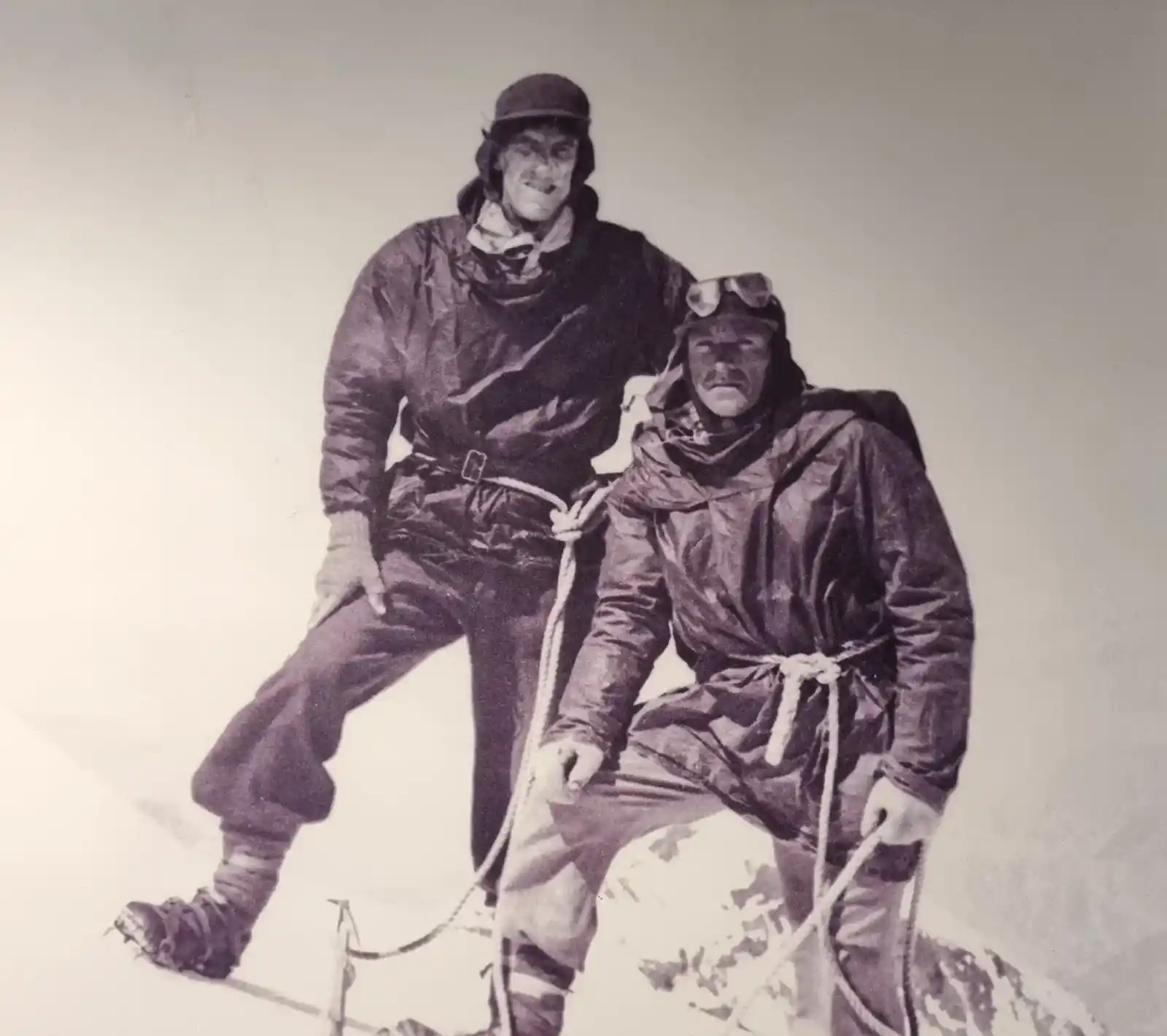 Ed Hillary and Harry Ayres on the summit during Hillary’s first ascent of Aoraki Mount Cook, 30 January 1947