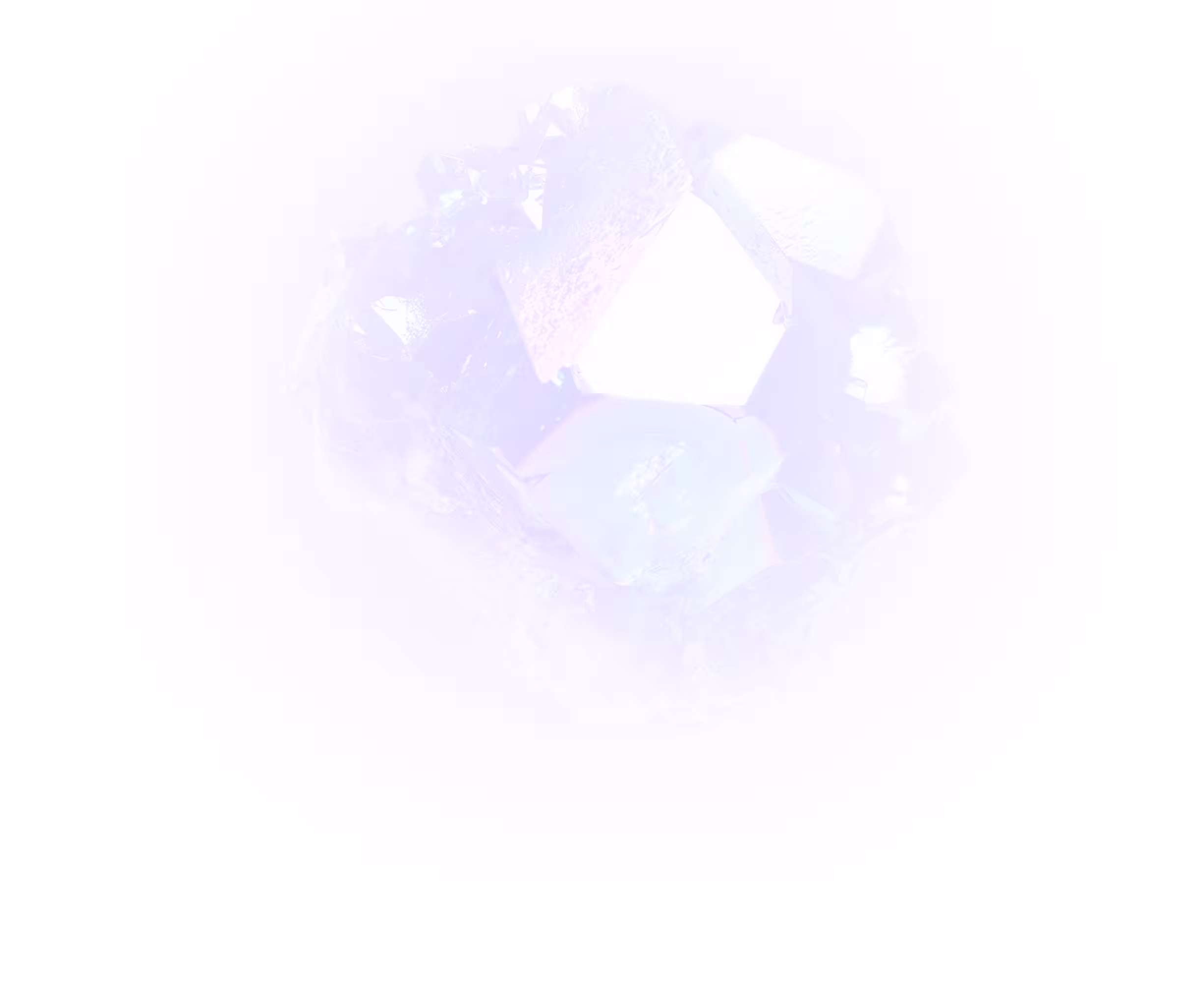A subtle pastel abstract emblem with a soft glow on a white background.